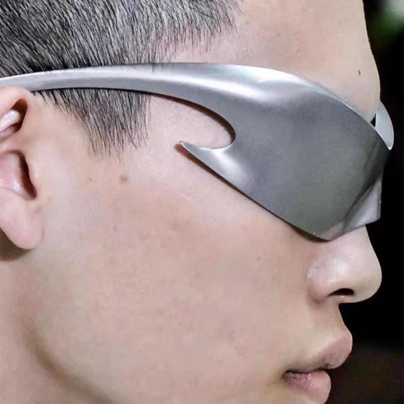 Retro Trendy Retro Shaped One-piece Sunglasses Futuristic Style Sunglasses Outdoor Sports Running Cycling Sun Spectacles