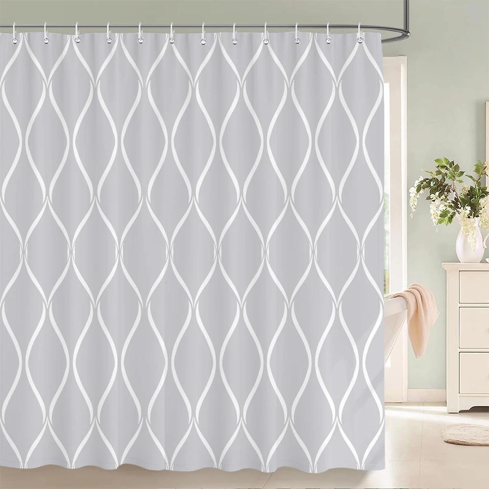 Waterproof Shower Curtains for Bathroom Home Decor Polyester Fabric Shower Curtains Geometric Pattern Multi-size Shower Curtain