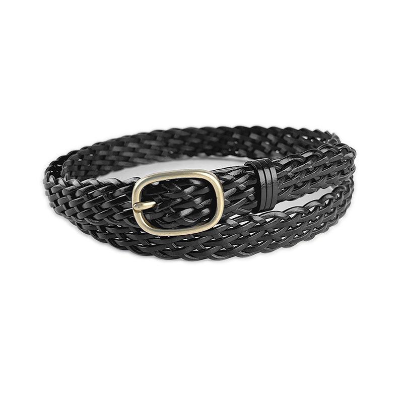 Four Seasons Available New Women'S Non Perforated Weaving Belt Retro Fashion Decoration Casual Pants Jeans Dress Belt