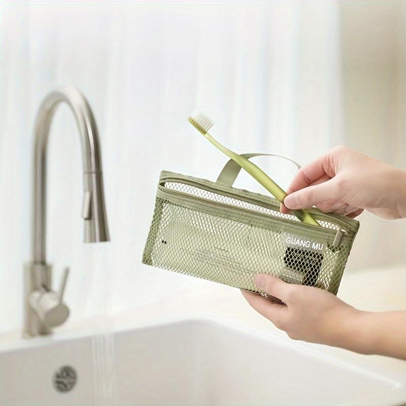 Mini Mesh Toiletry Bag Polyester Travel Organizer Pouches with Zipper Portable Toothbrush & Toothpaste Storage Lightweight & Versatile Use