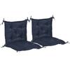 Set of 2 Seat Cushions, 98 X 50 Cm Chair Cushion with Tie Straps, Fabric Cover, 8cm Thick, Dark Blue