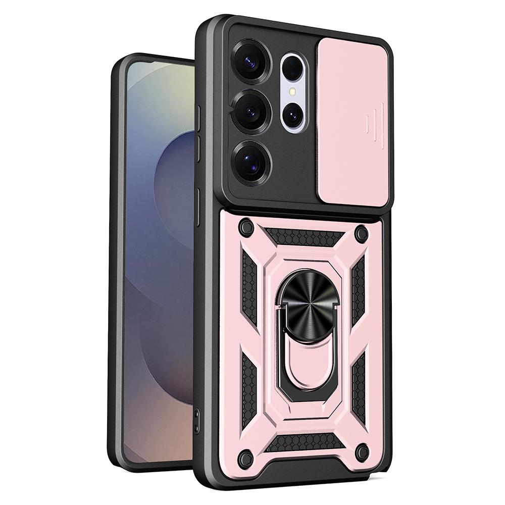 For Samsung Galaxy S26 Ultra Case with Slide Camera Lid PC + TPU Kickstand Phone Cover