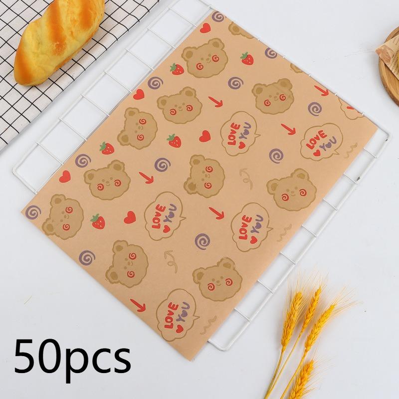 50pcs Large Size Thick Grease-proof Food Paper, Kraft Sandwich Wrapping Paper for Picnic Basket Lined Cooked Kitchen Accessories