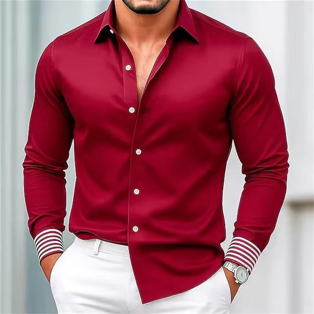 Business Men's Long Sleeve Shirt Simple Casual Solid Color 1D Printed Long Sleeve Casual Shirt Men's
