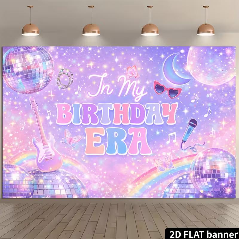 2D Taylor Swift Era Birthday Party Backdrop In My Birthday Era Disco Background 47.2x31.5inch/120*80cm