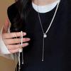 Simple Water Droplet Pendant Necklace For Women  Irregular Metal Smooth Long Y-Shaped Necklace Sweater Chain Jewelry