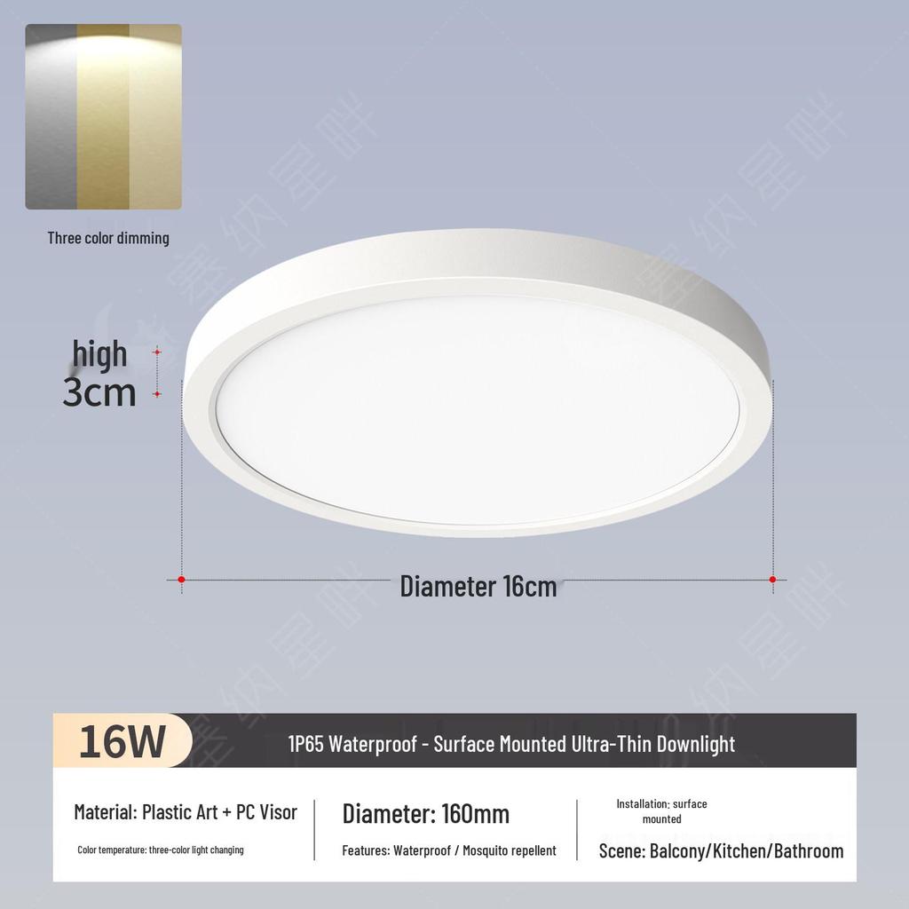 Waterproof LED Ceiling Light for Kitchen, Bathroom, and Outdoor Areas