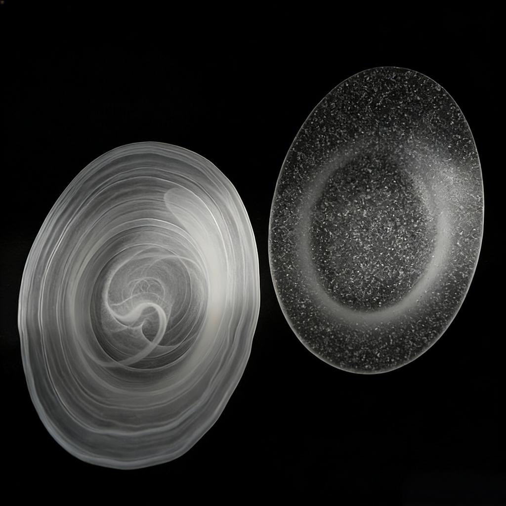 Handmade Cloudy Bubble Frosted Glass Oval Plate, Lead-Free Japanese Style Small Dish for Snacks, Fruit, Salad, Desserts & Pastri