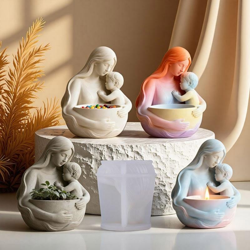 Reusable Silicone Mold Mother Child Planter Design Easy Releasing Moulds for Resin Art Concrete Crafting Projects