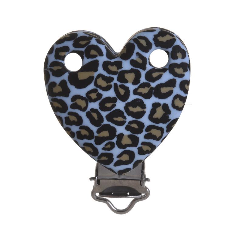 3 Stück 38x50mm Leopard Herzform Silikon Schnullerclip DIY Baby Zahnen Beißring Halskette Perlenwerkzeug Pflege Geschenk Zubehör