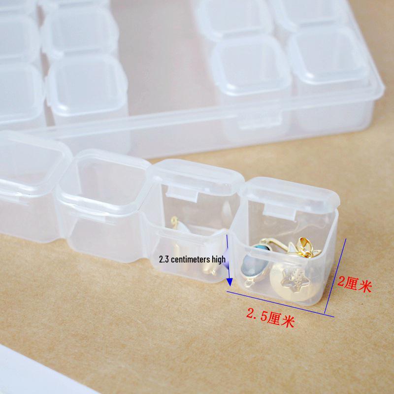 28-Compartment Flip-Top Clear Storage Box for Beads, Jewelry, and Nail Art Accessories