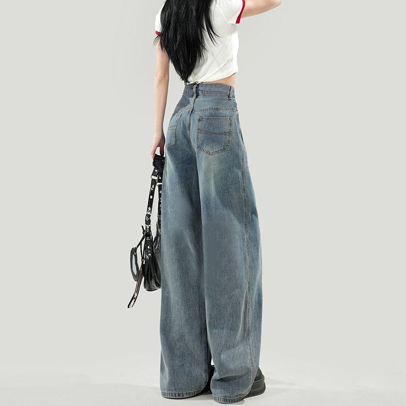 High Waist Wide Leg Women's Jeans - Slimming Loose Straight Drapey Style for Spring & Autumn