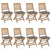 VidaXL Set of 8 Folding Garden Chairs with Cushions, Patio Seats, Dining Chairs, Patio Furniture 3075037