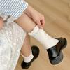 Bow Lace Socks Simple Mid-Tube Girl Sweet And Versatile Breathable Black White Gray Basic Daily Life