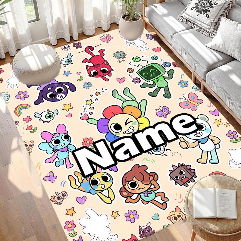 Custom Name Personalized Dandy's World Print Carpet, Versatile Home Decor Rug, for Playroom, Apartment, Balcony, Entryway, Hallway Gift