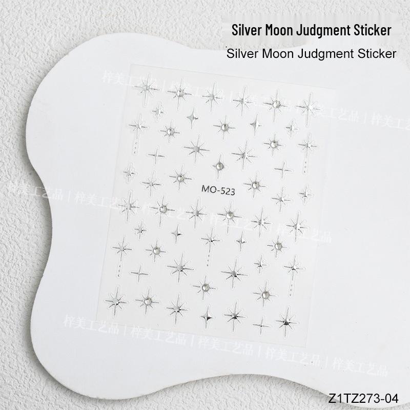 

Кристальные наклейки для ногтей Серебряная луна : Тисненая 3D шестиконечная звезда с супер вспышкой и клейкой основой.
