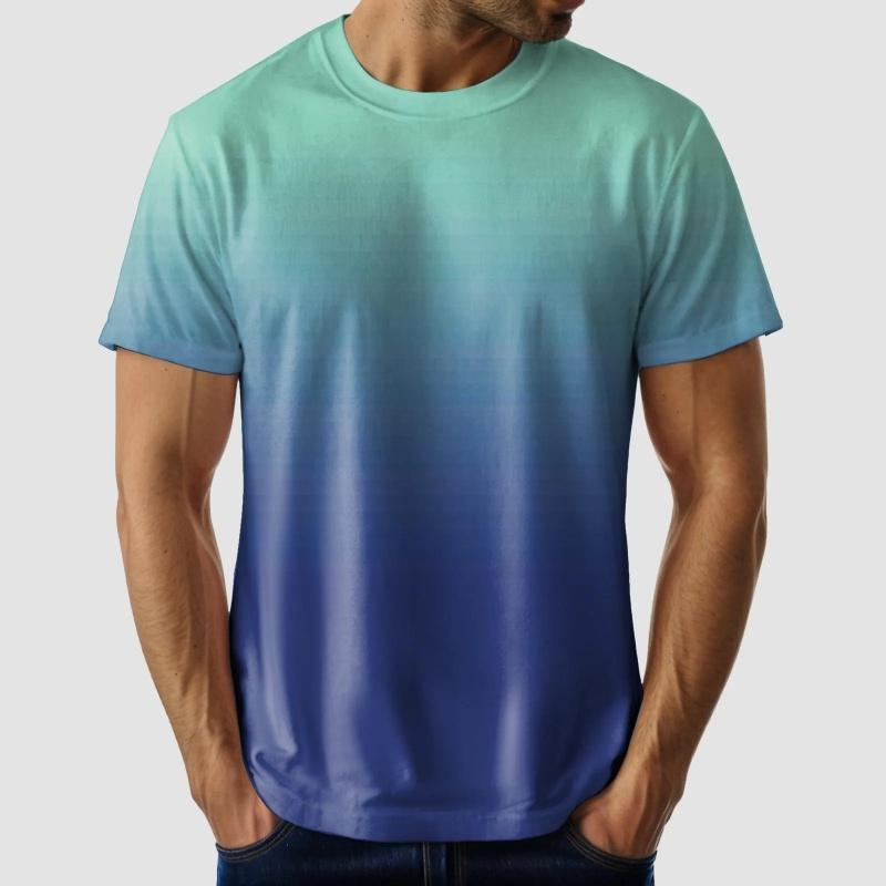 

Летний топ с круглым вырезом, 3D градиентным красочным принтом, модная повседневная мужская футболка с коротким рукавом XS