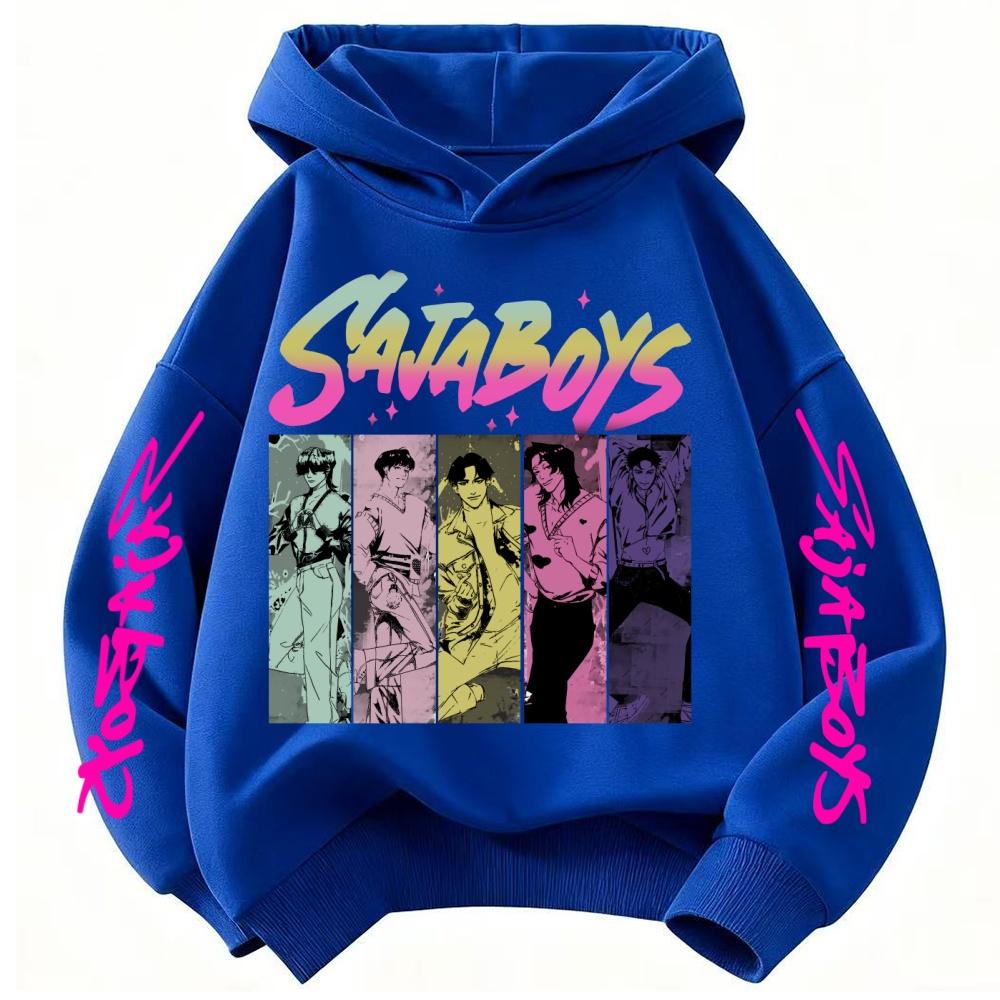 Cute Girls Hooded Sweatshirt Warm Rumi KPop Demon Hunter Cartoon Children's Wave Fashion Tops Casual Black Pink Clothing