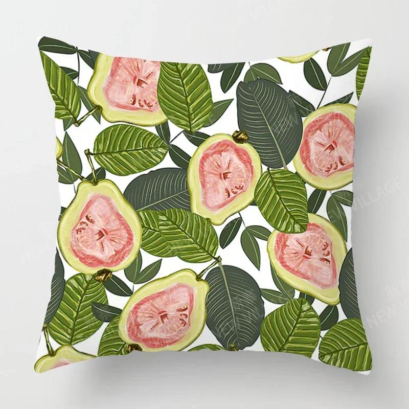 Nordic Fall Home Decor Autumn Throw Pillow Case Sofa Cushion Cover Modern Plant Green Leaf