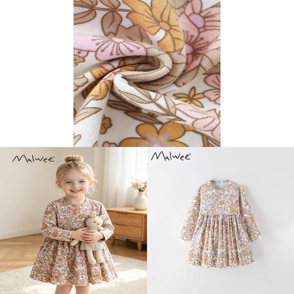 Girl Autumn Princess Dress With Cotton Fabric For Casual Wear