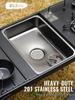 Mesa Plegable Portátil para Fregadero de Exterior con Escurridor Grande de Acero Inoxidable y Almacenamiento de Agua para Lavar y Secar.