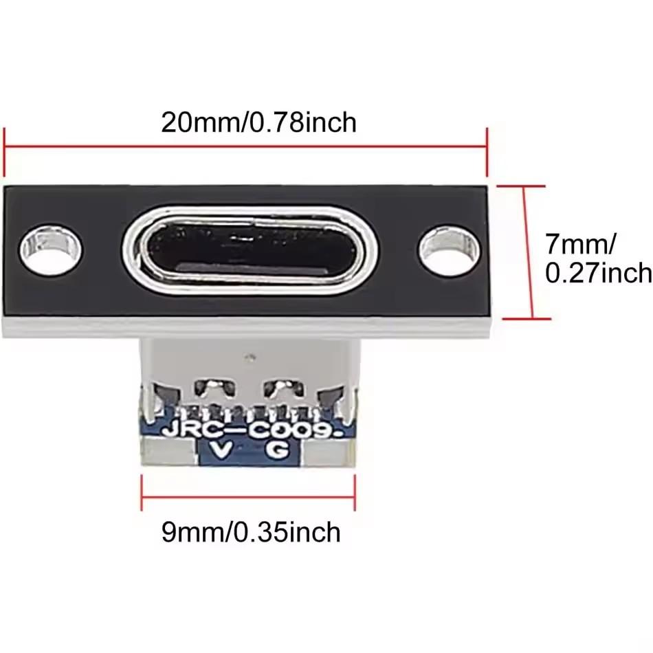 5/20pcs Type-C USB Jack 3.1 Type-C 2/4 Pin Female Connector Jack Charging Port USB 3.1 Type C Socket with Fixing Plate