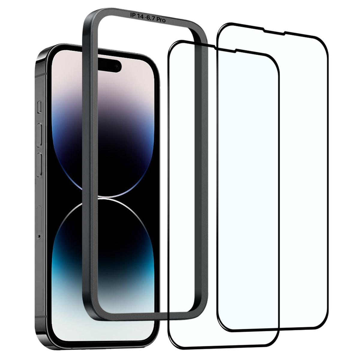 

NORTHJO 2Pcs A+ For iPhone 14 Pro Max Screen Protector Silk Printing High Aluminium-Silicon Glass Film with Installation Tool As Shown A