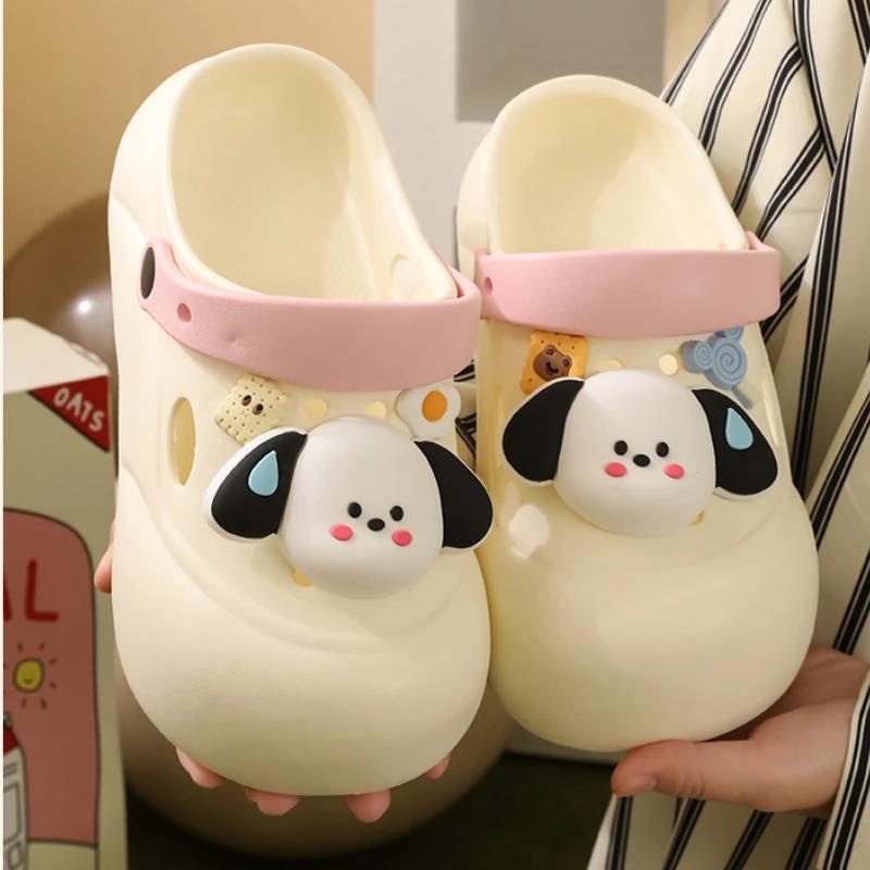 Fashion Female Platform Sandals Cute Dog DIY Fashion Clogs New 2025 Summer Shoes Woman Street Beach Slippers Soft EVA  Girls Slides