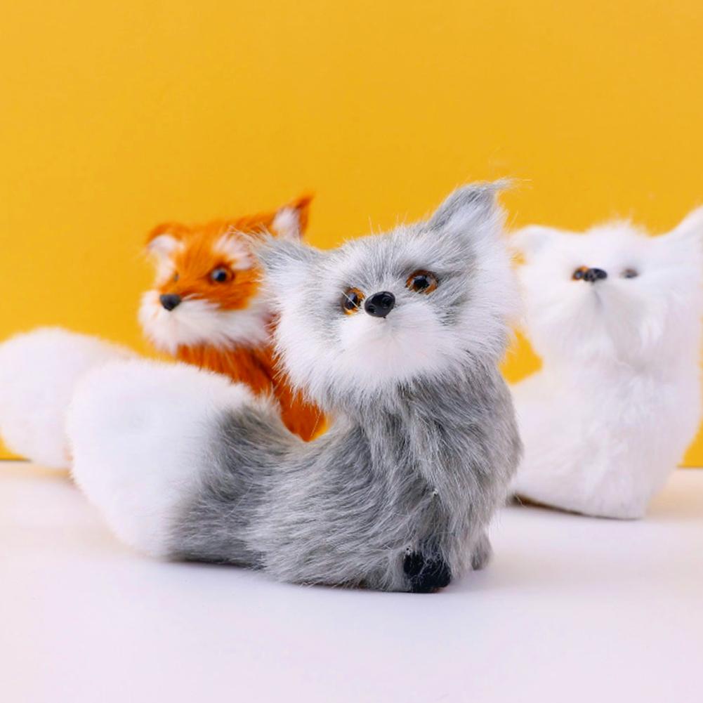 Simulation Mini Fox Model Cute Imitation Fox Ornaments Christmas Gift Children Birthday Gifts Home Decoration Figures Craft