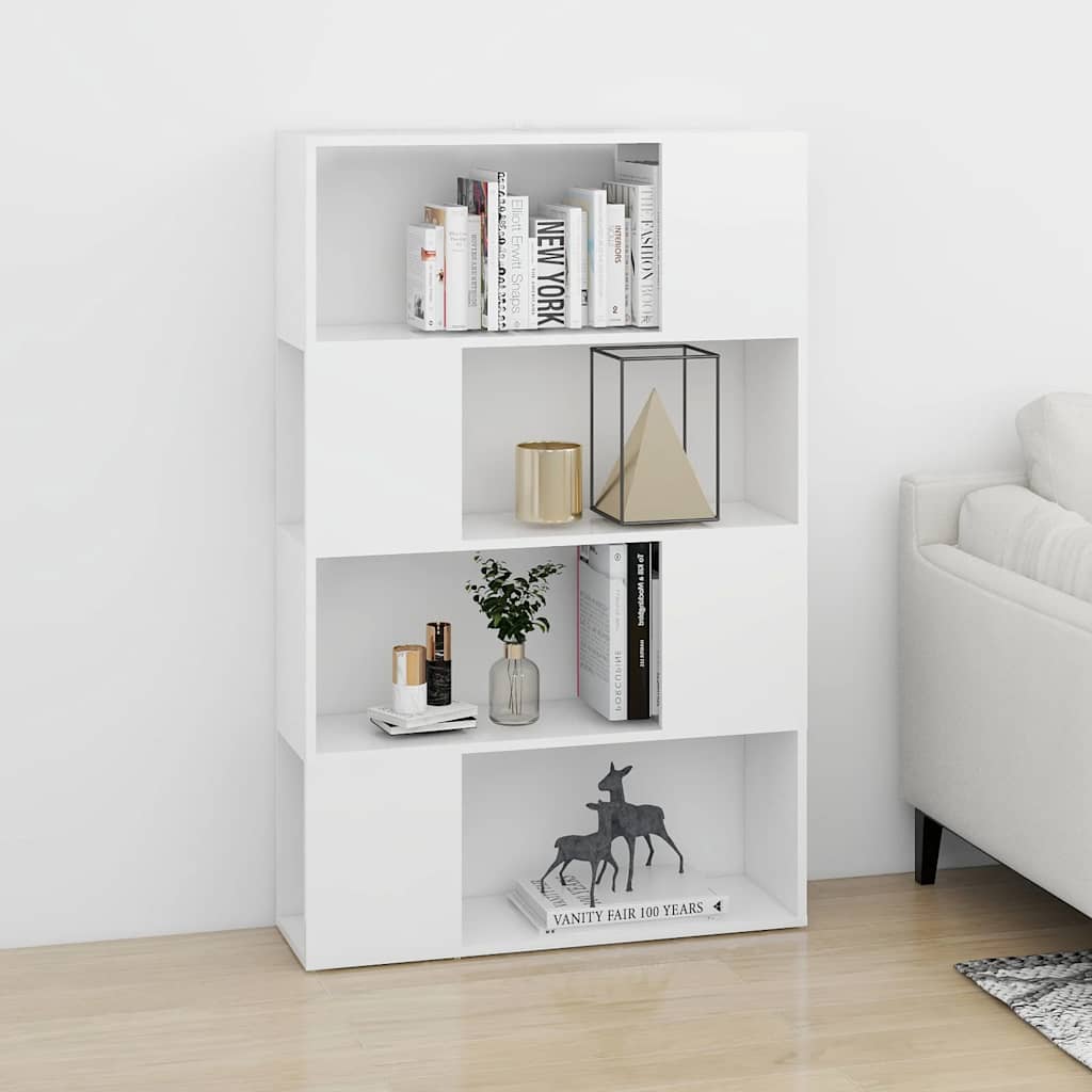 Bookshelf Room Divider White 31.5 x 9.4 x 49 in (80 x 24 x 124.5 cm) Engineered Wood