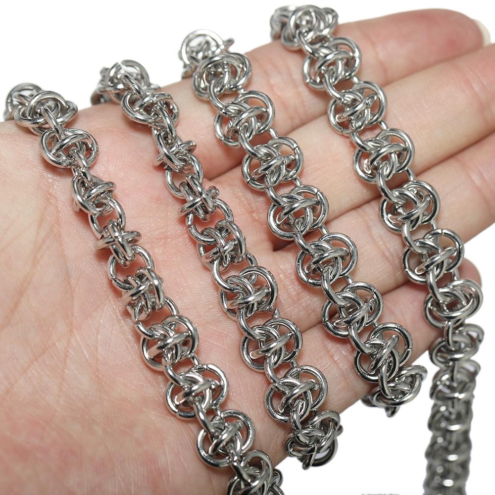 1 Meter 304 Edelstahl Grobe Knoten Große Kettenglieder für DIY Hip Hop Halsketten Schmuckherstellung Zubehör Zubehör