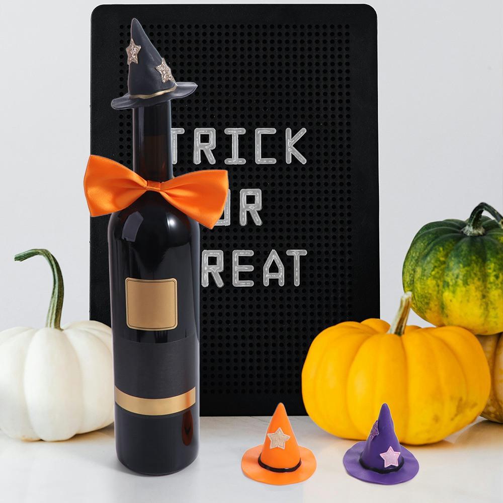 6pcs Handmade Halloween Wine Bottle Topper Cloth Wine Cap Wine Bottle Covers  Venue Layout Props