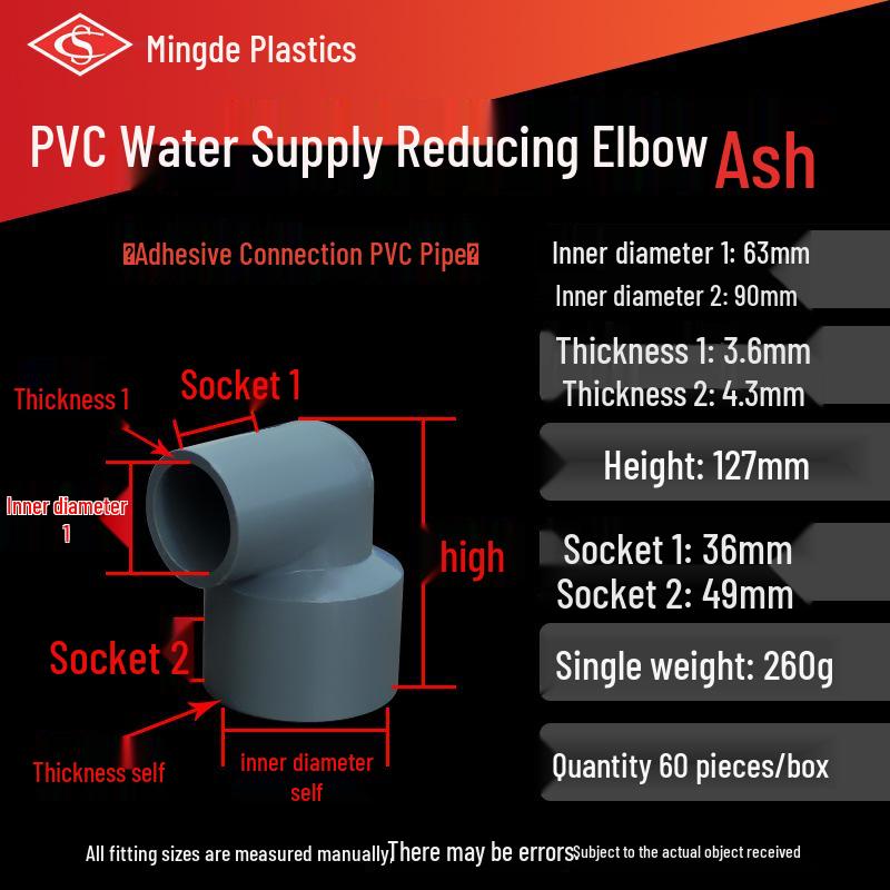 PVC 90° Reduzierbogen Wasserrohrverschraubung