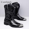 Men’s Motorcycle Boots Western Boots Black Jockey Boots Casual Street Style Cool Brown High Boots Plus Size