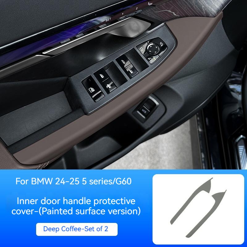 For BMW 5 Series G60 2024 Car Interior Door Handle Protect Cover ABS Inner Door Pull Trim Decora Stickers Auto Styling Accessor