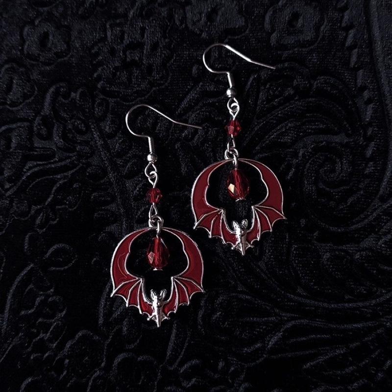 Gothic Halloween Bat Earrings