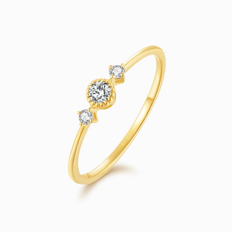 Little Yuli S925 Sterling Silver 14K Gold-Plated Gemstone Ring for Women U.S. Size 7