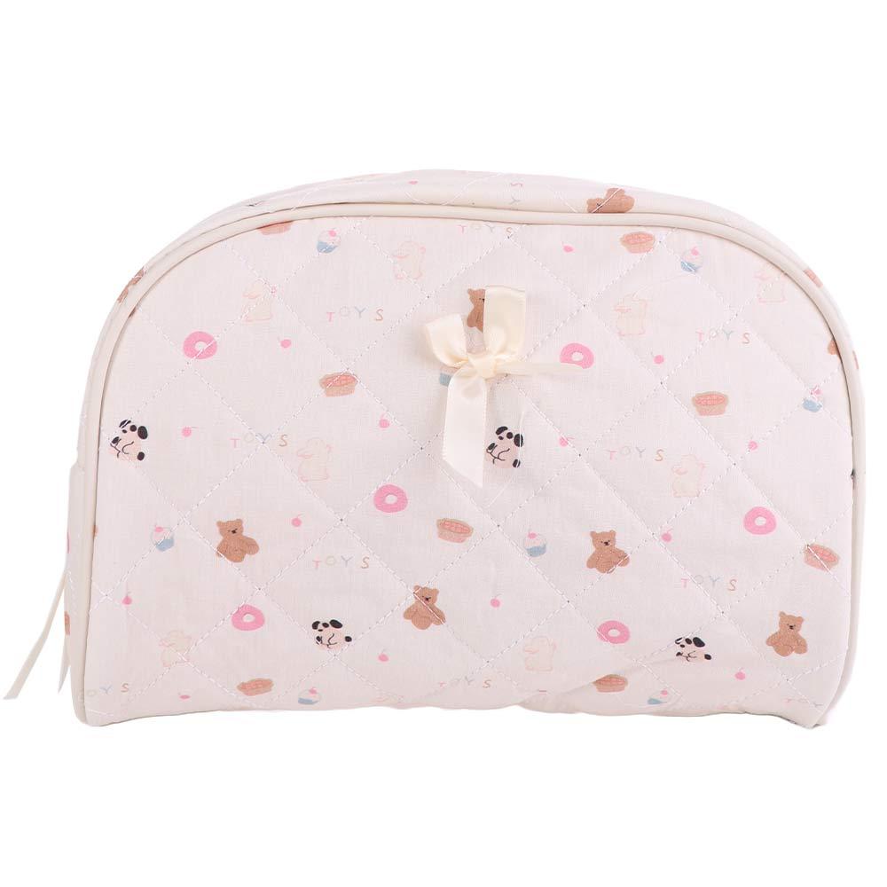 Handbag Portable Women's Cosmetic Bag Cute Bear Pattern Make Up Storage Bag Lightweight Zipper Travel Toiletry Bag Household