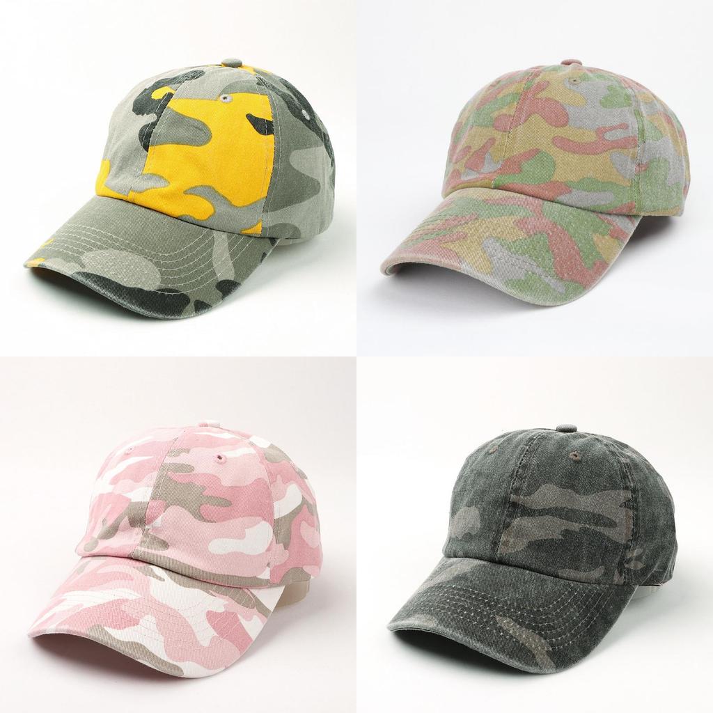 Cotton Washable Camouflage Baseball Cap With Curved Brim For Summer Casual Wear