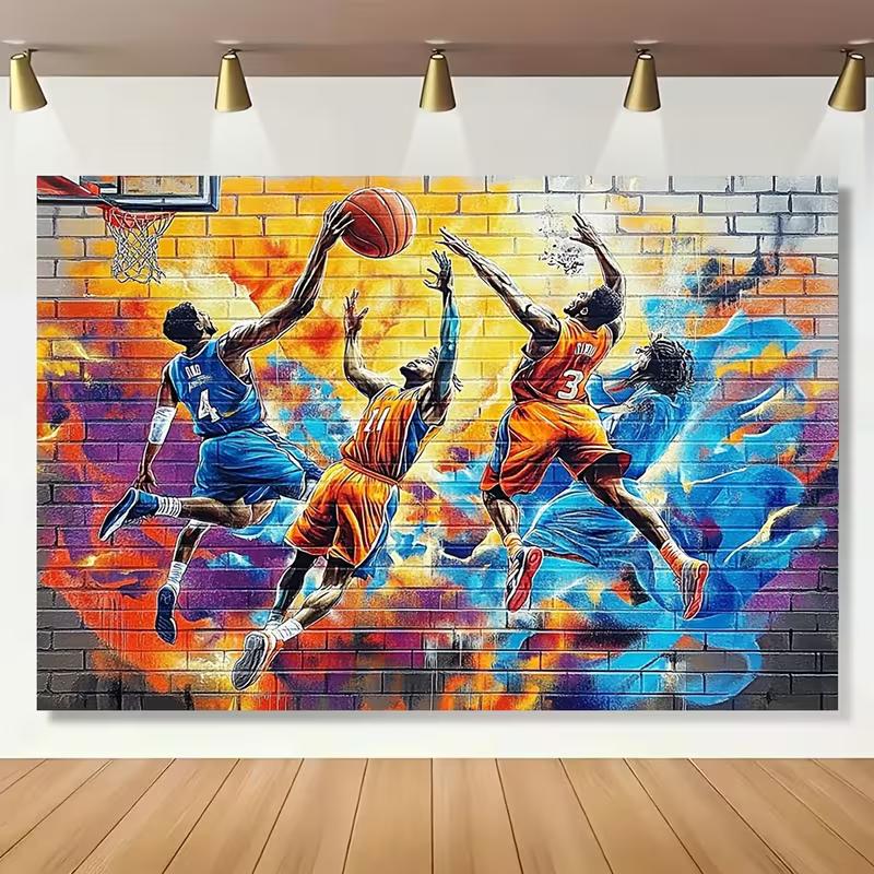 2D Urban Street Art Basketball Player Backdrop Hip Hop Graffiti Style Background for Kids Photoshoot 47.2x31.5inch/120*80cm