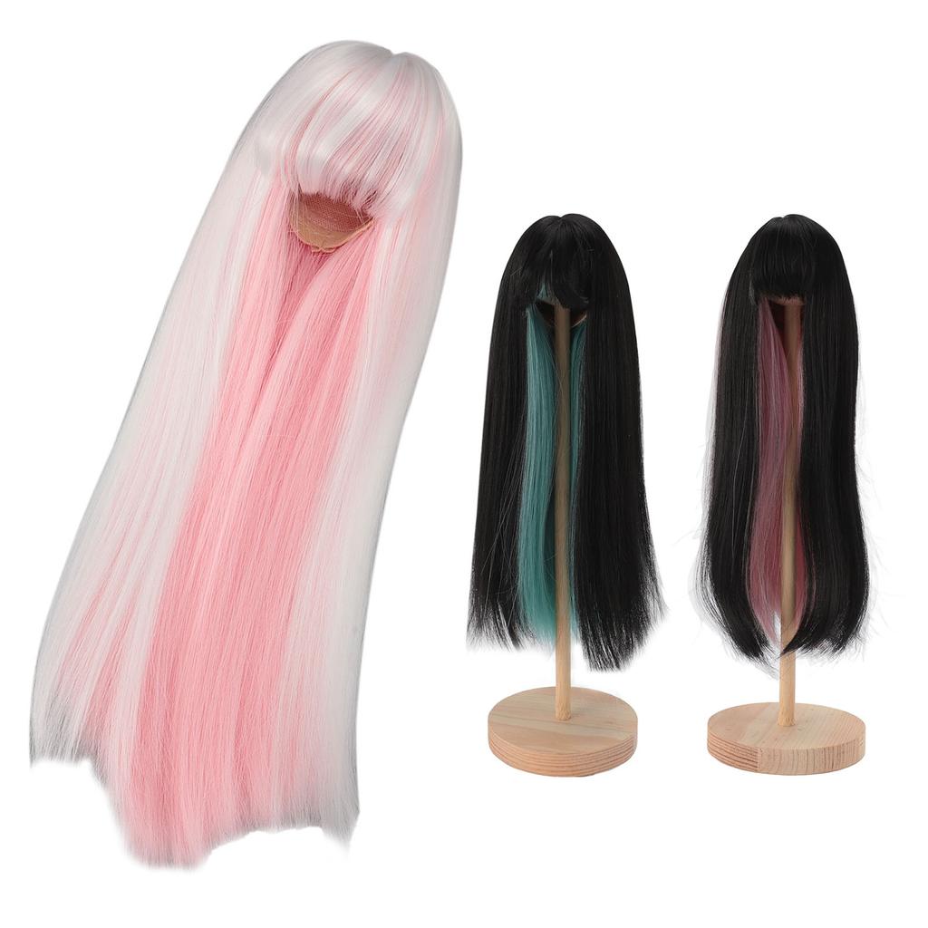 Long Straight Doll Wig Two Color  Doll Hair Wig High Temperature Fiber Doll Replacement Wig for 7