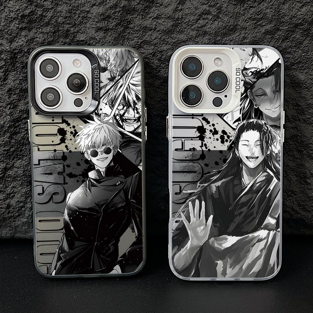 Jujutsu Kaisens Gojos Getos Phone Case for iPhone 17 Air 16 16e 15 14 Plus 13 12 11 Pro Max X Xs XR 8 Colorful Silver Hard Cover