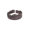 Adjustable Unisex Vintage Oxidized Copper Silver-Plated Geometric Ring With Hand-Carved Leshan Motif