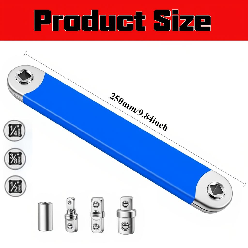 1Set Multi-Functional Extended Wrench,Extended Wrench Booster Lever Kit,Dual-purpose Ratchet and Quick Socket,Ratchet Conversion,Universal Tool