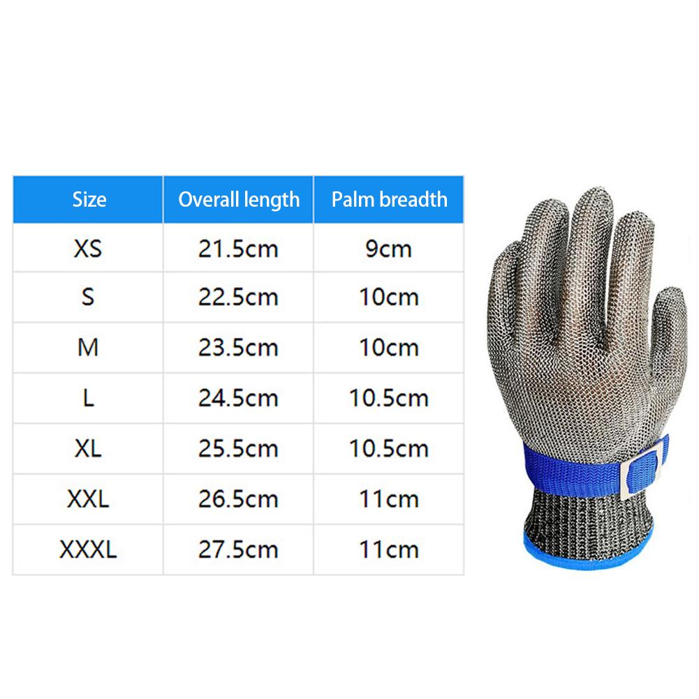 1Pc 316 Stainless Steel Wire Metal Mesh Gloves Gardening Butcher Safety Work Glove Kitchen Full Finger Cut Resistant Gloves