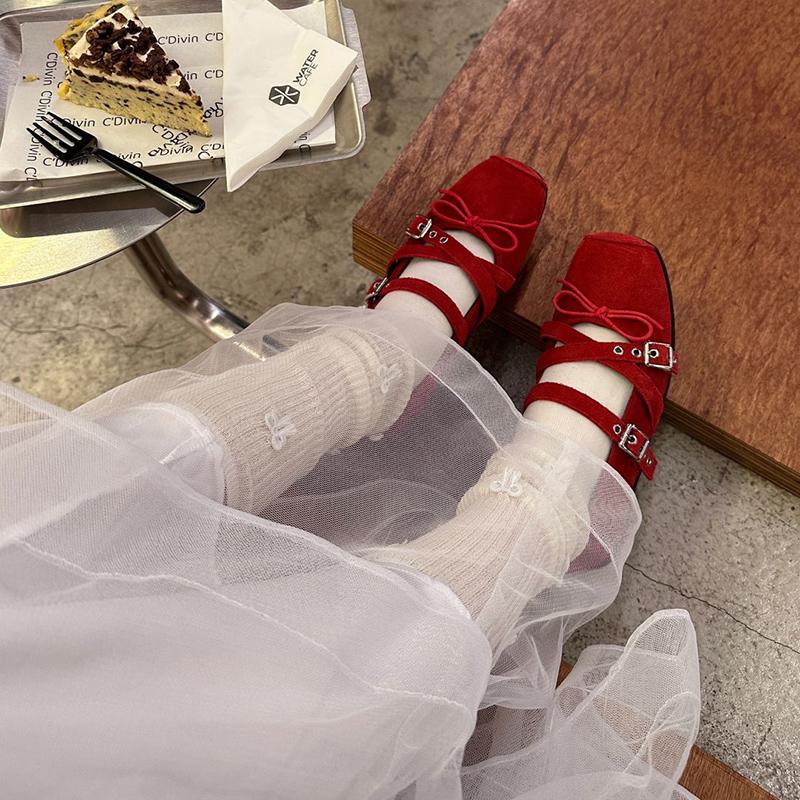 Spring Square Toe Women Mary Jane Fashion Cross Buckle Ladies Casual Dress Ballet Flats Shoes