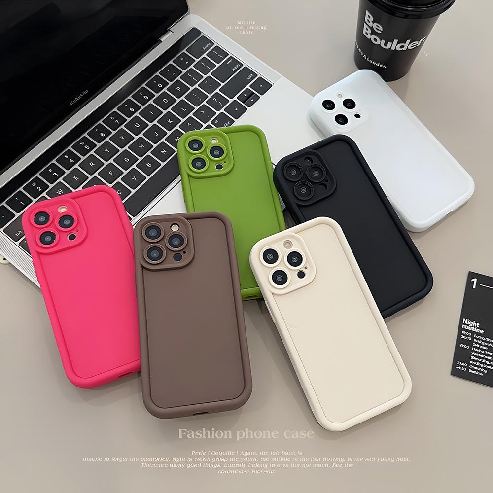 Martini Racing Horizontal Stripe Phone Case Simple Solid Color Matte Silicone For IPhone 16 15 14 13 12 11 Pro Max Plus Lens Fu