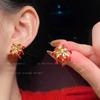 Bright Fireworks Red Fireworks Stud Earrings Women'S Small Exquisite White Earrings Niche Design Unique Earrings