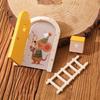 1 Set Exquisite Character Stickers Cute Pretend Play Wooden Arch Openable Door Toys Gift Montessori Wooden Fairy Door Kit