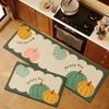 Non-slip Kitchen Floor Mat PVC Leather Washable Foot Rug Pumpkin Pattern Oil-proof Waterproof Carpet Retro Home Decoration Mats